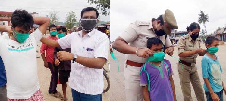 ରଣପୁର ଏନେଏସି ର ପଞ୍ଚୁଦୋଳ ପଡିଆ ଠାରେ ମାସ୍କ ବଣ୍ଟନ