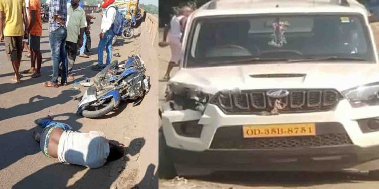 ବ୍ରାହ୍ମଣୀ ପୋଲରେ ବାଇକ-ସ୍କ୍ରୋପିଓ ମୁହାଁମୁହିଁ ଧକ୍କା : ଧକ୍କାରେ ଜଣେ ପୋଲ ଉପରେ ଜଣେ ନଦୀ ଗର୍ଭରେ ଏବଂ ବାଇକ୍ ଚାଳକ ମୃତ