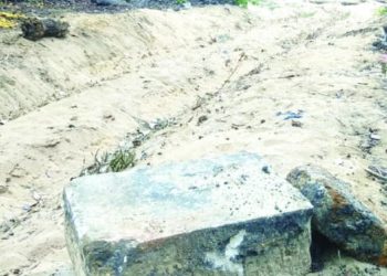 କୋଣାର୍କର ଏକ ସୁଉଚ୍ଚ ବାଲିବନ୍ତରୁ ବାଲି ଚୋରା ଚାଲାଣ କରାଯାଉଥିବା ବେଳେ – ସେଠାରୁ ବହୁ ପୁରାତନ ବିଶାଳ ପଥରଖଣ୍ଡମାନ ବାହାରୁଛି
