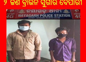 ନୟାଗଡ ଟାଉନ ଥାନା ପୋଲିସକୁ ଆଉ ଏକ ସଫଳତା : ବ୍ରାଉନ ସୁଗାର ବେପାର କରୁଥିବା ୨ ଜଣ  ବେପାରୀ ଗିରଫ