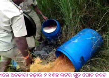 ବାଙ୍କୀରେ ଅବକାରୀ ଚଢ଼ାଉ ୨୧ଶହ ଲିଟର ଗୁଡ ପୋଚ ଜବତ