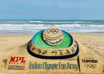 ଭାରତୀୟ ଅଲିମ୍ପିକ୍ ଫ୍ୟାନ୍ ଆର୍ମିରେ ଯୋଗ ଦେଲେ ସୁଦର୍ଶନ ପଟ୍ଟନାୟକ ; କ୍ରୀଡ଼ାବିତଙ୍କୁ ଉତ୍ସାହିତ କରିବା ଲାଗି ବାଲୁକା କଳା ଉନ୍ମୋଚିତ