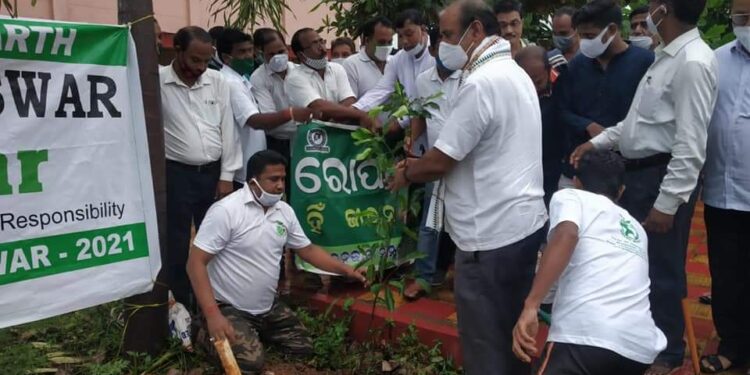 ଗ୍ରୀନ୍ ୱାଲଡ଼୍ ଟ୍ରଷ୍ଟର ମିଶନ ଗ୍ରୀନ୍‌ ଏକାମ୍ର କଲେଜରେ ଚାରା ରୋପଣ