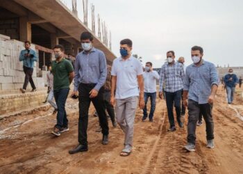 Secretary to CM Sh V K Pandian visits Puri Stadium project site