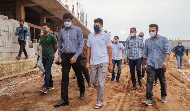 Secretary to CM Sh V K Pandian visits Puri Stadium project site