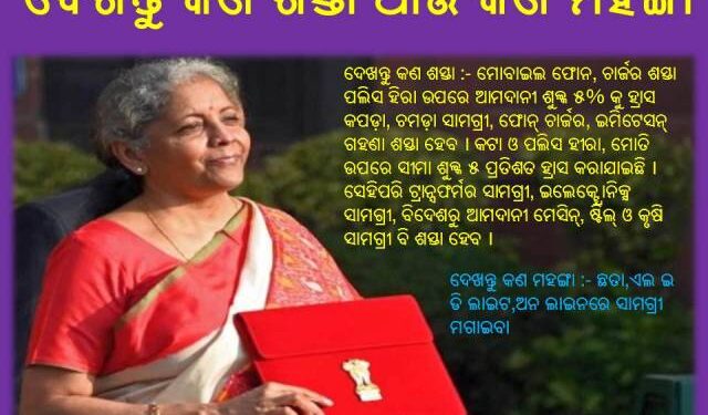 ସମ୍ପୂର୍ଣ୍ଣ କେନ୍ଦ୍ର ବଜେଟ୍ ଉପସ୍ଥାପନ ବଜେଟ ଘୋଷଣା କରିଛନ୍ତି ଅର୍ଥମନ୍ତ୍ରୀ ନିର୍ମଳା ସିତରାମଣ – ଦେଖନ୍ତୁ କଣ ଶସ୍ତା ଆଉ କଣ ମହଙ୍ଗା