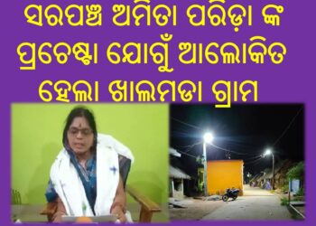 ସରପଞ୍ଚ ଅମିତା ପରିଡ଼ା ଙ୍କ ପ୍ରଚେଷ୍ଟା ଯୋଗୁଁ ଆଲୋକିତ ହେଲା ଖାଲମଡା ଗ୍ରାମ