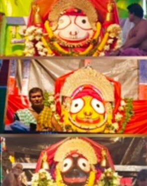 ପାରଳାଖେମୁଣ୍ଡି ସ୍ଥିତ ବଡ଼ଦାଣ୍ଡ ରେ ଥିବା ରଥ ଉପରେ ହଜାର ହଜାର ଶ୍ରଦ୍ଧାଳୁ ଭକ୍ତମାନଙ୍କୁ : ଶ୍ରୀଜୀଉ ମାନେ ସୁନା ବେଶରେ ଦର୍ଶନ ଦେଇଛନ୍ତି