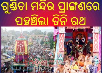 ଗୁଣ୍ଡିଚା ମନ୍ଦିର ପ୍ରାଙ୍ଗଣରେ ପହଞ୍ଚିଲା ତିନି ରଥ : ଆଡପ ମଣ୍ଡପରେ ଭକ୍ତଙ୍କୁ ଦର୍ଶନ ଦେବେ ଶ୍ରୀଜୀଉ