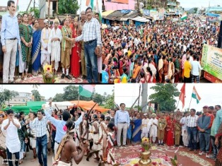 ବୈପାରିଗୁଡା ଠାରେ ଅହିଂସା ରଥ କୁ ସ୍ୱାଂଗତ ସମ୍ବର୍ଦ୍ଧନା : ତ୍ରିରଙ୍ଗା ଯାତ୍ରା ସହ ଆଦିବାସୀ ଗୀତରେ ନାଚିଲେ ବିଡିଓ – ତହସିଲଦାର ଓ ଛାତ୍ରଛାତ୍ରୀ