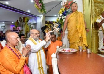 ପବିତ୍ର ଜନ୍ମାଷ୍ଟମୀ ଅବସରରେ ଶ୍ରୀ ଅମିତ ଶାହଙ୍କର ଦିଲ୍ଲୀ ଇସ୍କନ ମନ୍ଦିରରେ ପୂଜାର୍ଚ୍ଚନା