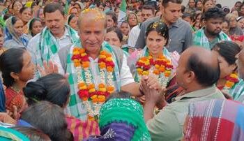 ଏକାମ୍ର ରେ ଜନ ସମ୍ପର୍କ ପଦଯାତ୍ରା ଓ ଘରେ ଘରେ ଶଙ୍ଖ