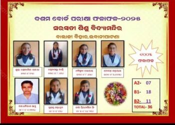 ମାଟ୍ରିକ ପରୀକ୍ଷାରେ ସରସ୍ଵତୀ ଶିଶୁ ବିଦ୍ୟାମନ୍ଦିରର ସଫଳତା
