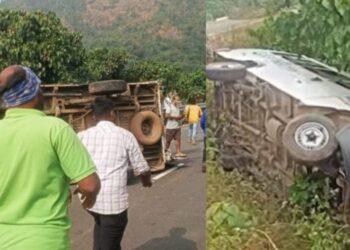 ଗଜପତି ଜିଲ୍ଲାର ପ୍ରସିଦ୍ଧ ଶୈବ ପୀଠ ମହେନ୍ଦ୍ରଗିରିରୁ ଫେରୁଥିବା ବେଳେ ୨ଟି ଭ୍ୟାନ ଓଲଟିଲା ୨୦ରୁ ଅଧିକ ପର୍ଯ୍ୟଟକ ଆହତ