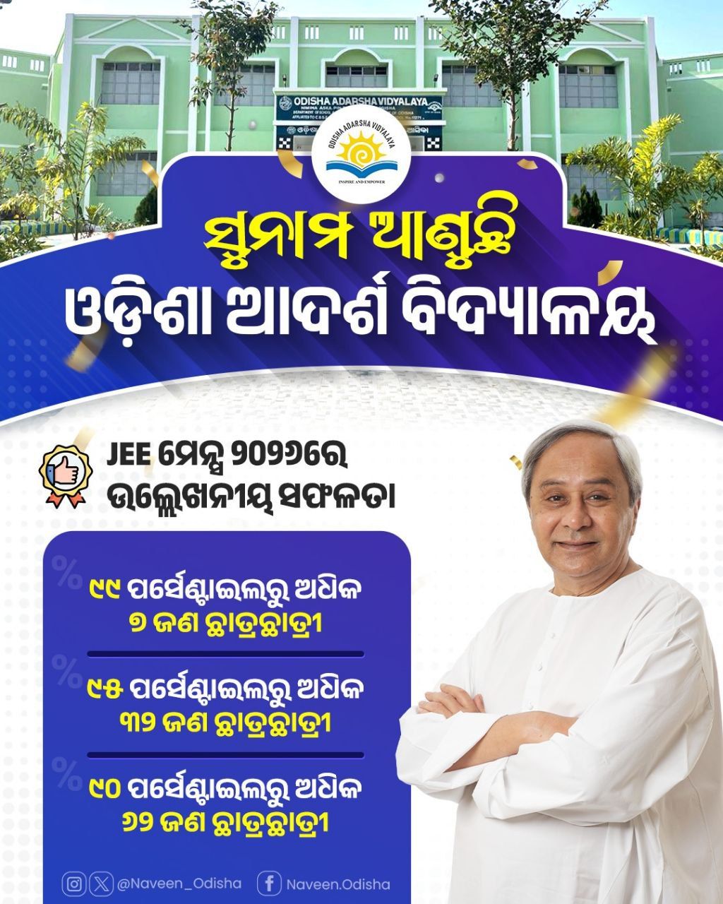 ଓଡ଼ିଶା ଆଦର୍ଶ ବିଦ୍ୟାଳୟର ଛାତ୍ରଛାତ୍ରୀ ରାଜ୍ୟ ପାଇଁ ଗୌରବ ଆଣିଛନ୍ତି