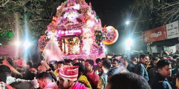 ମେଳଣ ମଣ୍ଡପାରୁଢ଼ ହେଲେ ପଶ୍ଚିମାସମ୍ଭୁ ଶ୍ରୀ ସୋମନାଥ ଦେବଙ୍କ ସହ ପାଞ୍ଚ ଠାକୁର : ଆତସବାଜି ପ୍ରଦର୍ଶନରେ ଜମିଲା ହରିରାଜପୁର ପଞ୍ଚୁଦୋଳ ମେଳଣ