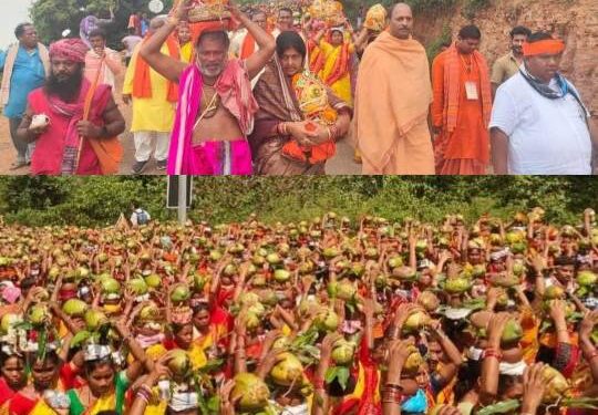 ମହେନ୍ଦ୍ରଗିରିରେ ମହେନ୍ଦ୍ର ମେଳାର ଶୁଭାରମ୍ଭ୧୦ ହଜାରରୁ ଉର୍ଧ୍ଵ ମହିଳା ପର୍ଶୁରାମ କୁଣ୍ଡରୁ କଳସ ଧରି ୭ କିମି ପାହାଡ଼ ଚଢି ମହେନ୍ଦ୍ରଗିରିରେ ପହଞ୍ଚିଲେ, ବେଦ, ମନ୍ତ୍ର, ଶଙ୍ଖ ଧ୍ବୀନିରେ ପ୍ରକମ୍ପିତ ହେଲା ମହେନ୍ଦ୍ରଗିରି